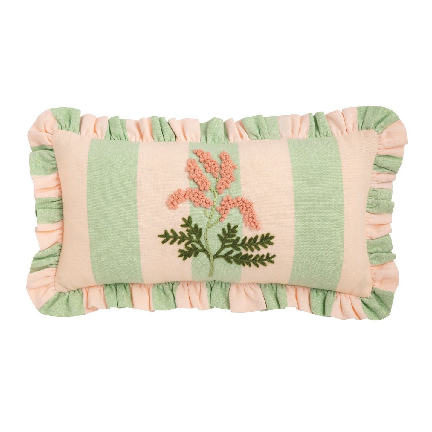 Green Check Ruffle Floral Embroidered