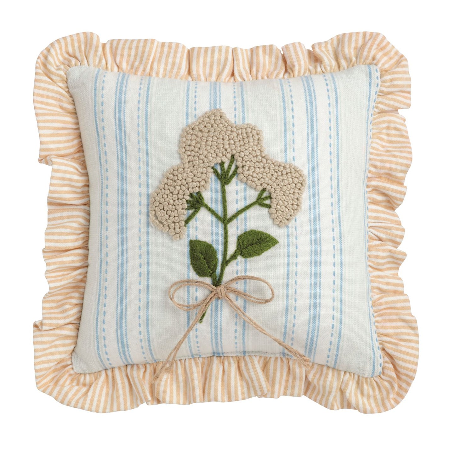 Multi-Stripe Ruffle Floral Embroidered