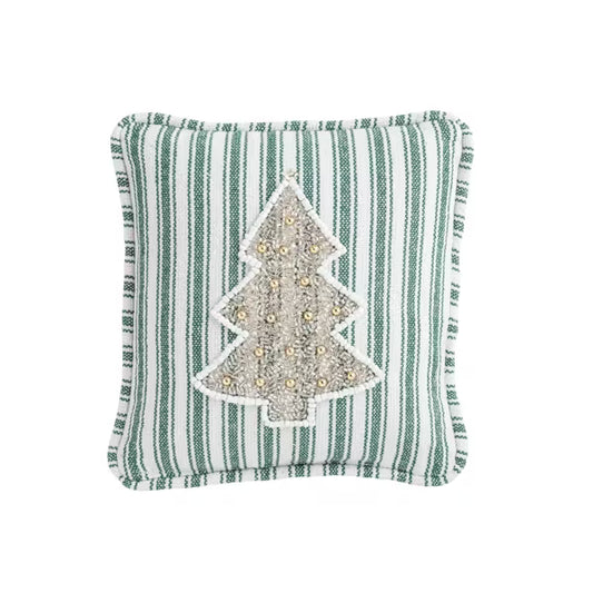 White Tree Mini Beaded Pillow