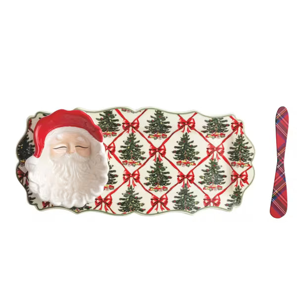 Christmas Tree Tray And Santa Tidbit Set