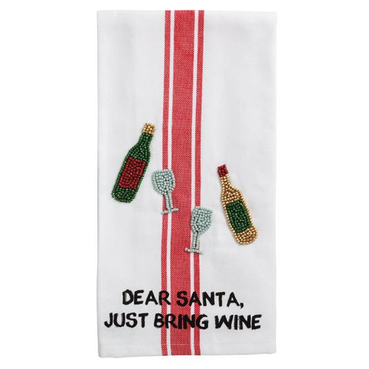 Wine Beaded Christmas Towel