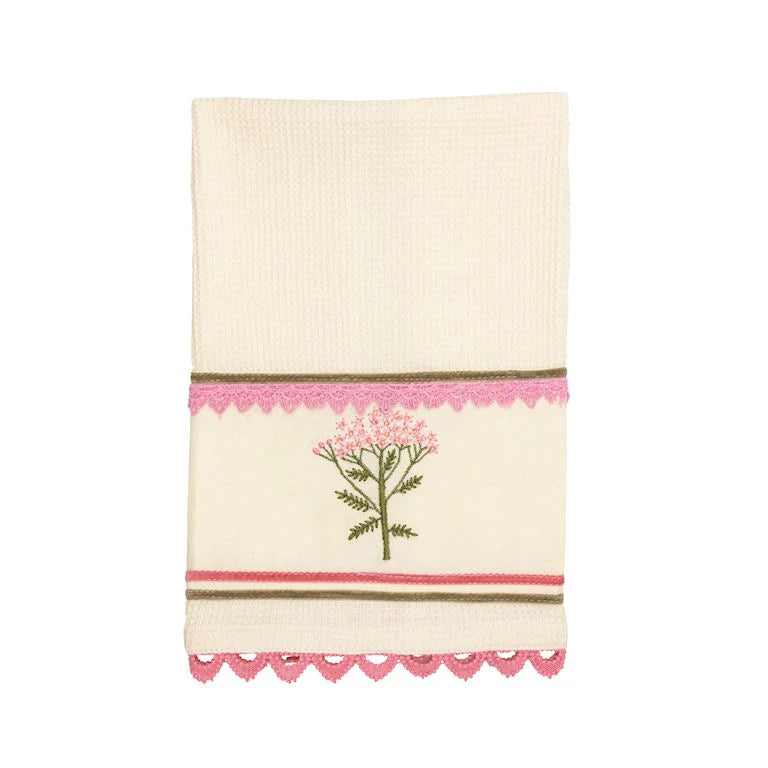 Pink Flower Embroidery Towel