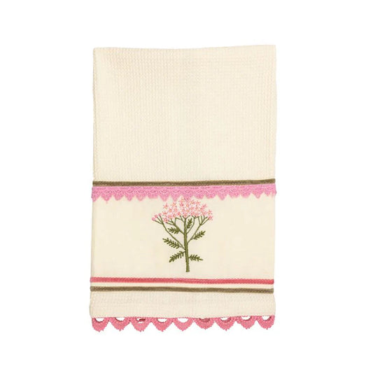 Pink Flower Embroidery Towel