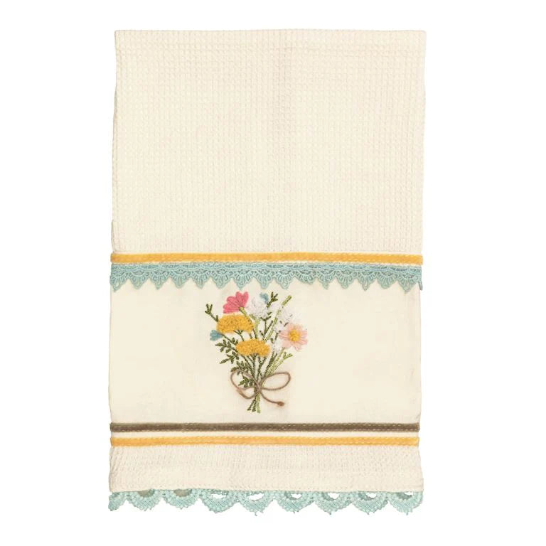 Yellow Flower Embroidery Towel