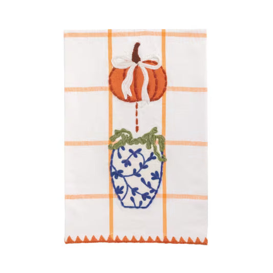 Orange Pumpkin Applique Topiary Towel