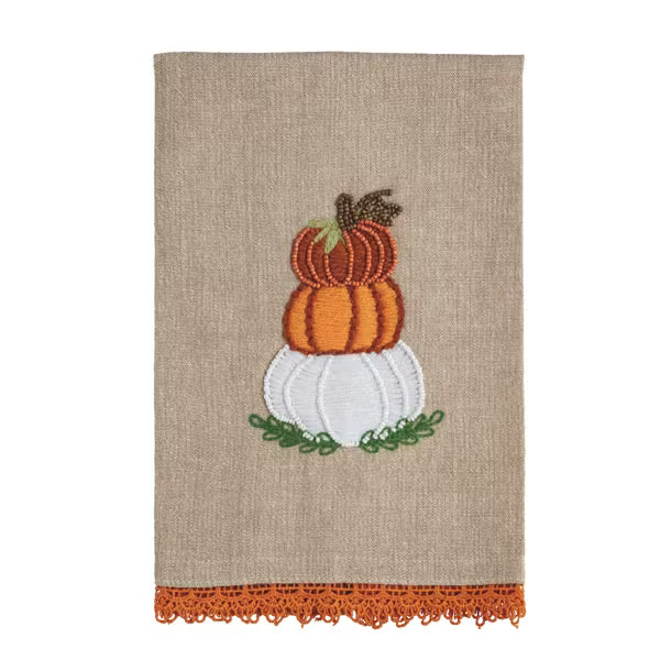 Stacked Pumpkin Beaded Embroidered Towel