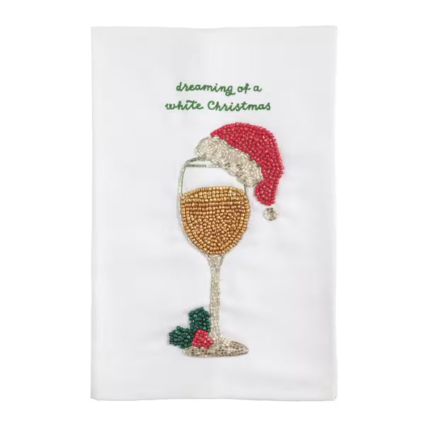 White Christmas Beaded Towel