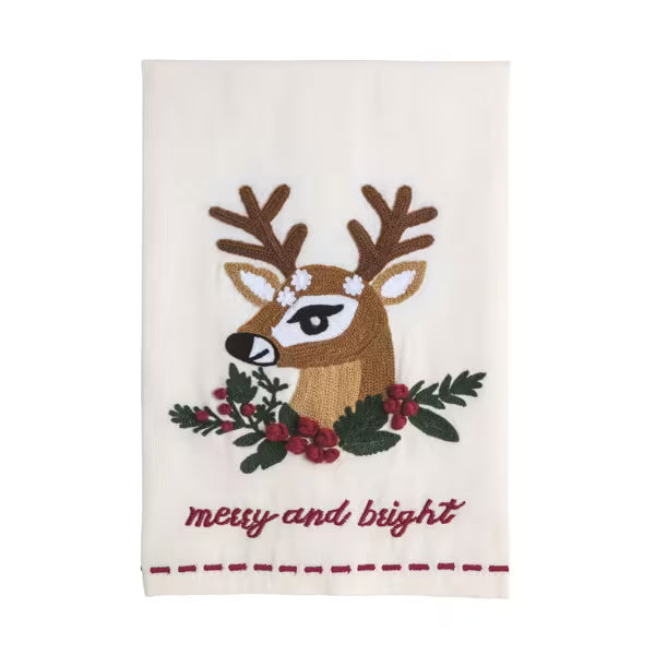 Reindeer Embroidered Towel