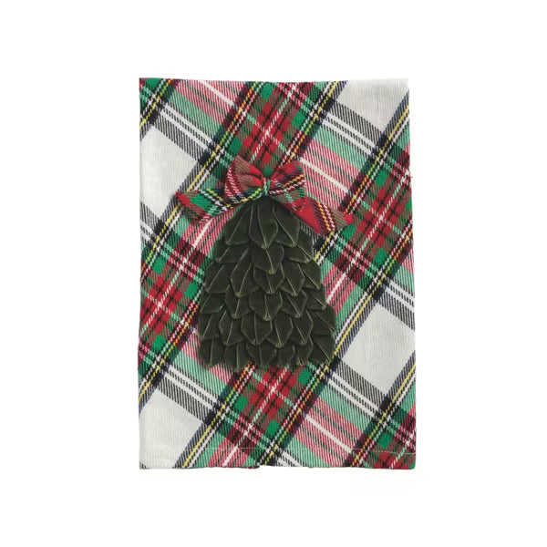 Tartan Velvet Christmas Tree Appliqué Towel