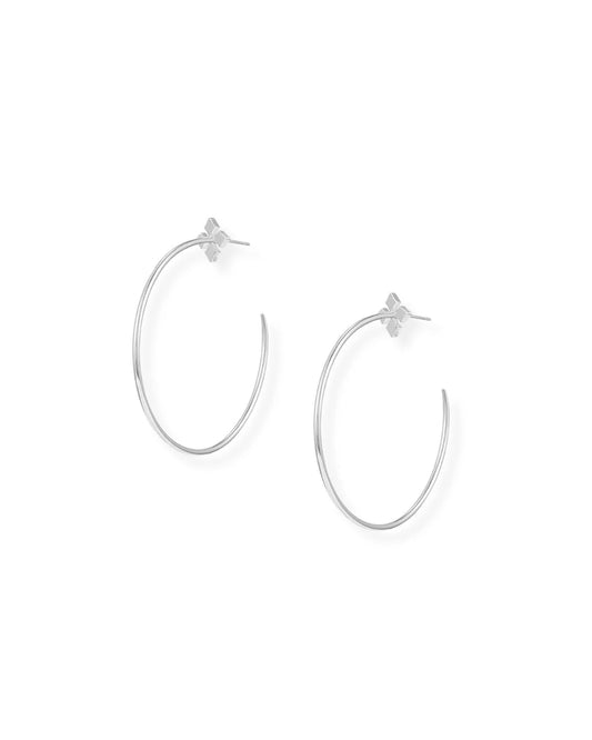 Heritage Cross Hoop Earrings in Silver