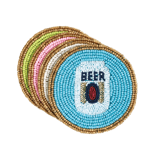 Beer Set Of Beaded Bar Coasters