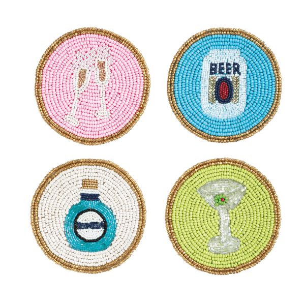 Beer Set Of Beaded Bar Coasters