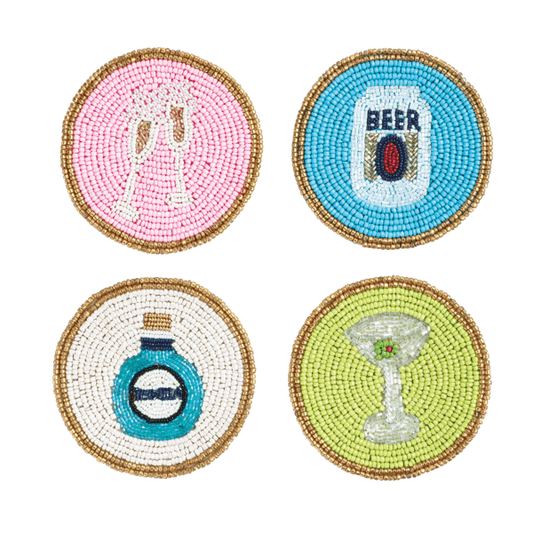 Beer Set Of Beaded Bar Coasters
