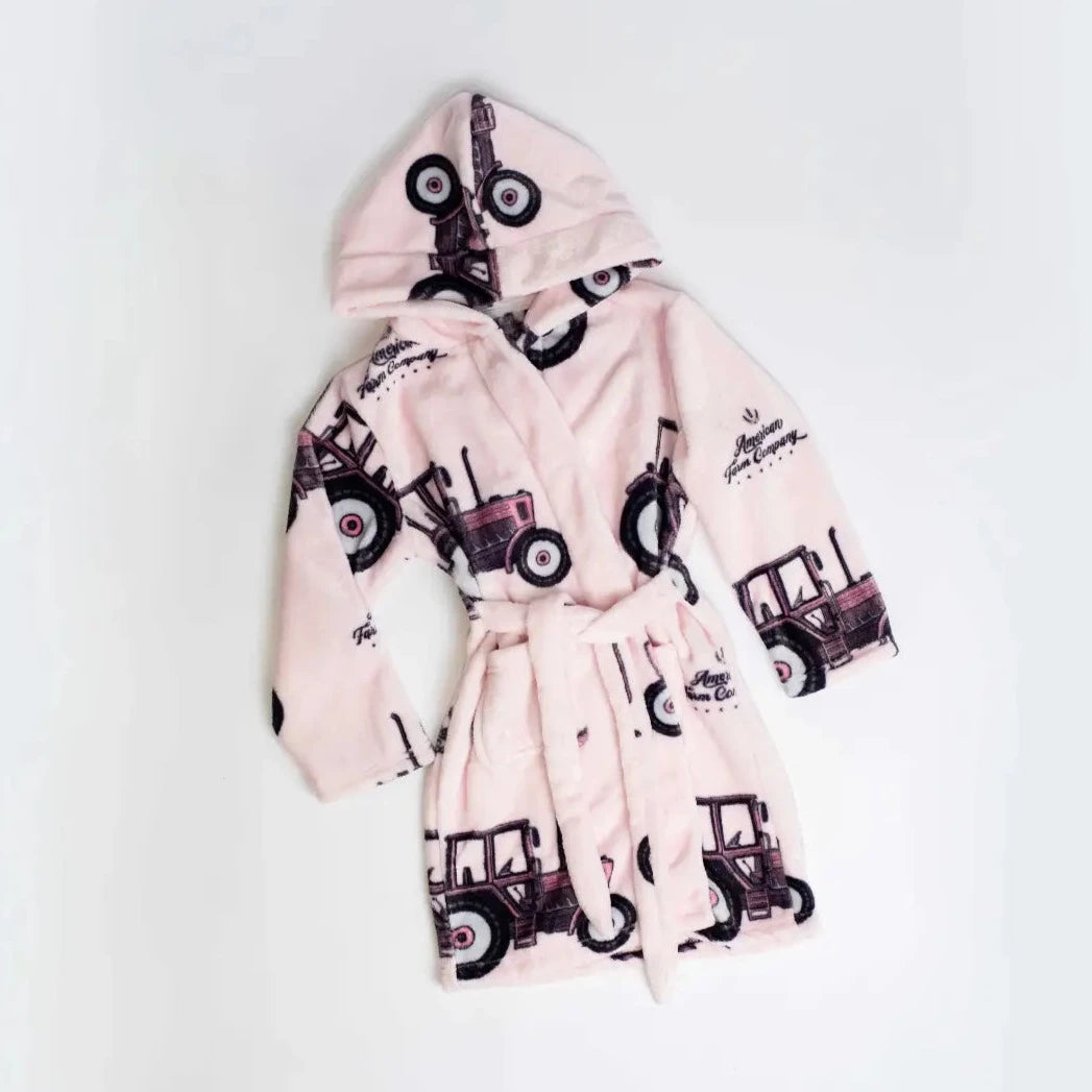 Pink Tractor Kid Robe