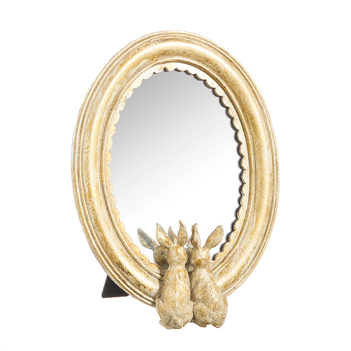 8" Gold Rabbits Mirrored Decor