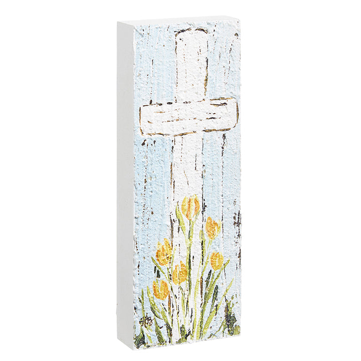 7.75" Cross Textured Wood Block