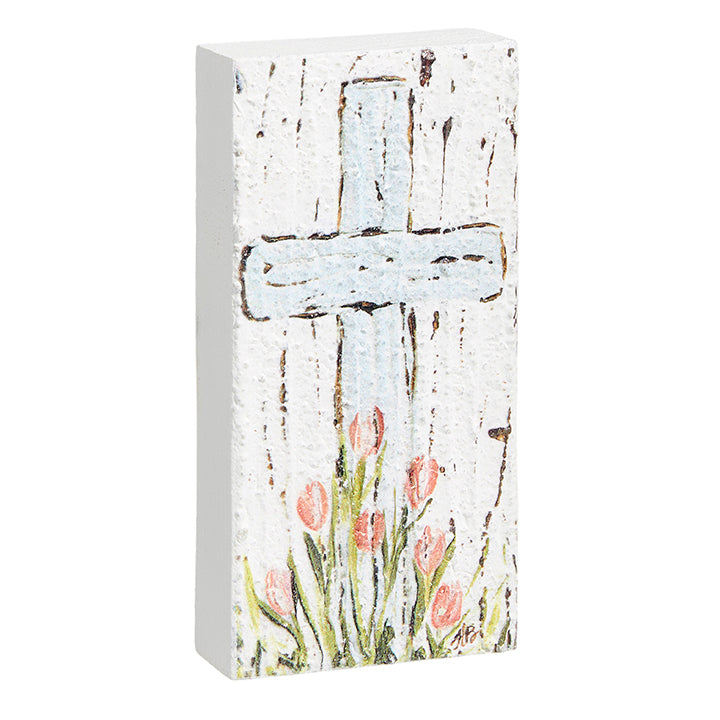 6" Cross Textured Wood Block