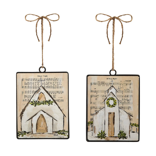 6" Music Sheet Church Rectangle Ornament