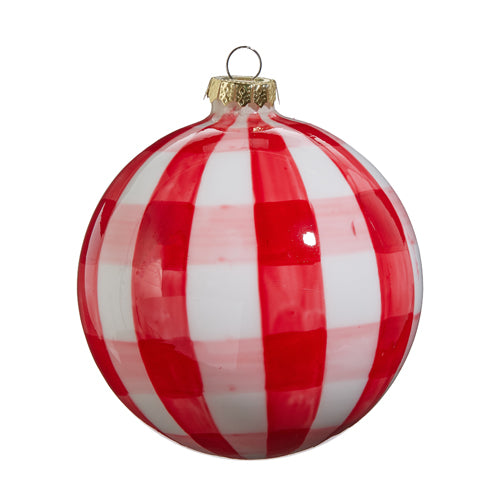 5" Red Gingham Ball Ornament