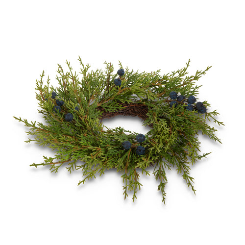 12" Juniper with Berries Mini Wreath-Candle Ring