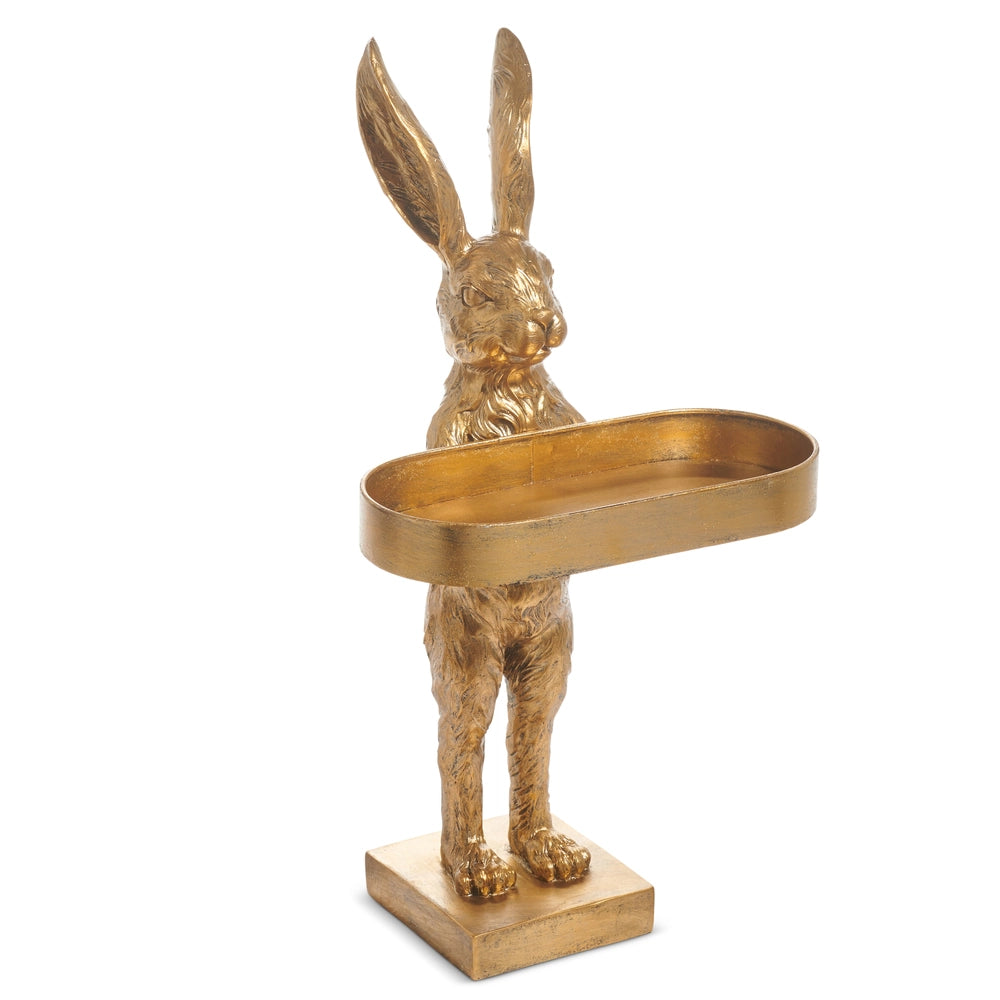 18.25" Gold Rabbit with Tray | PICK UP ONLY
