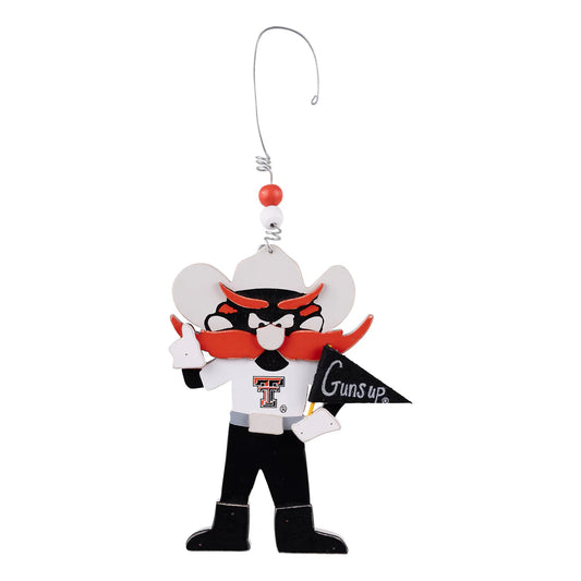 Red Raider Wooden Mascot Ornament