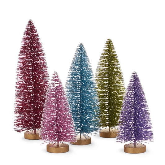 10.75" Multicolor Glittered Trees
