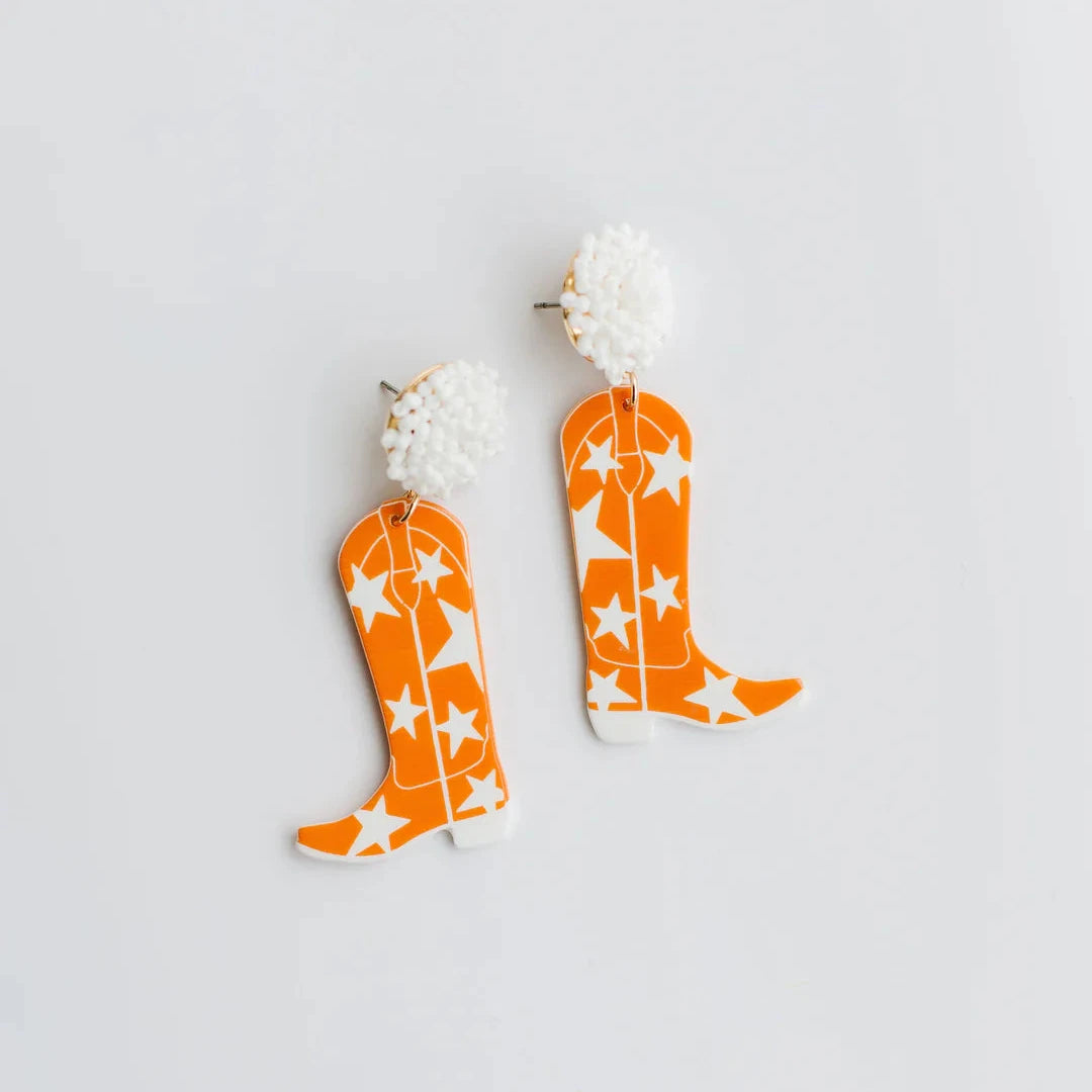 Boot Earrings | Orange & White