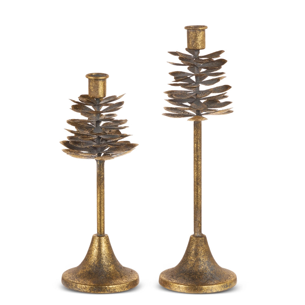 Antique Pinecone Candle Holder