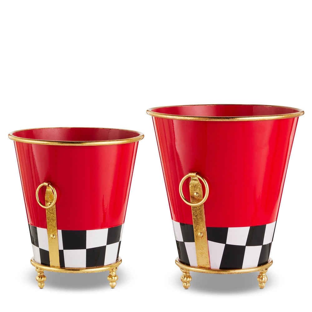 Red with Check Footed Planters