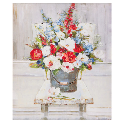 12" Red White and Bloom Wall Art
