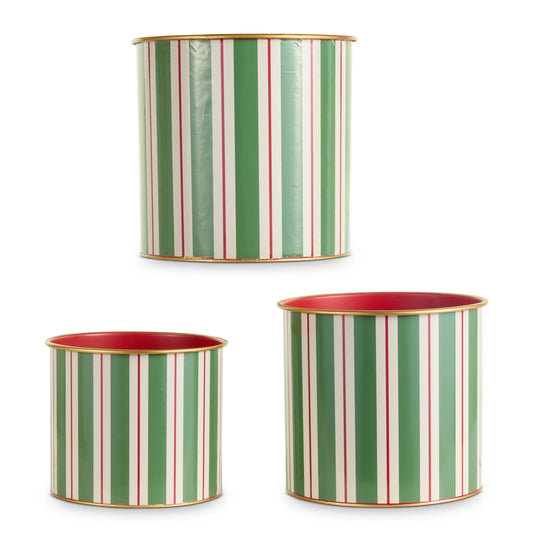 Yuletide Stripes Decorative Buckets