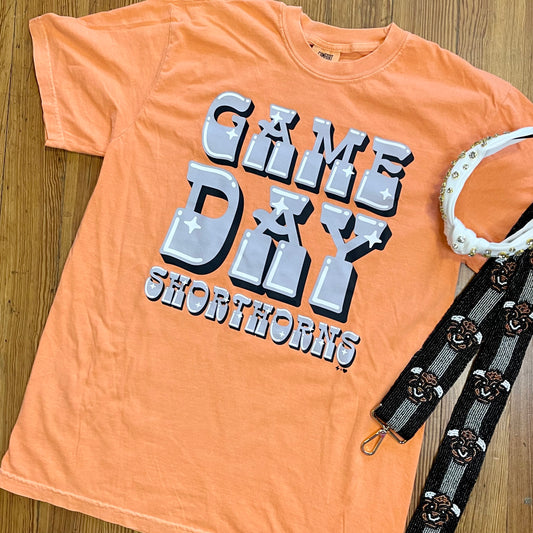 Orange Game Day Shorthorns Tee