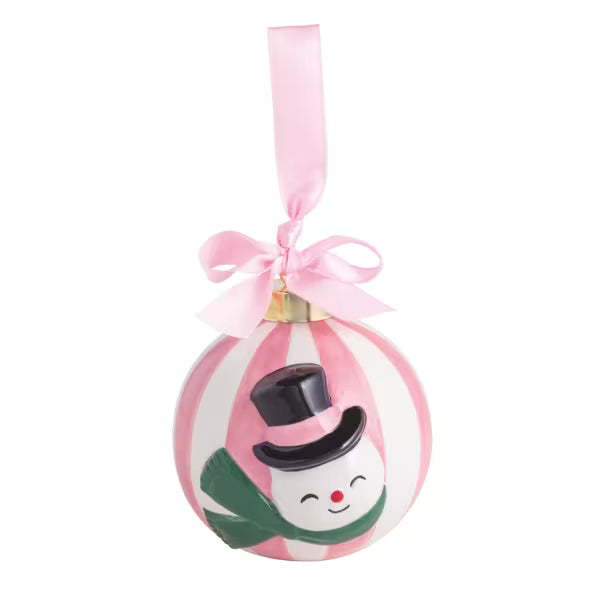 Snowman Pink Ball Ornament