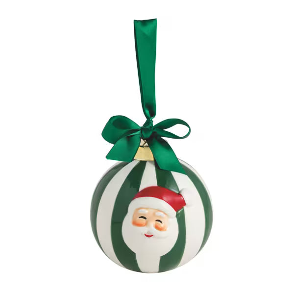 Santa Green Ball Ornament