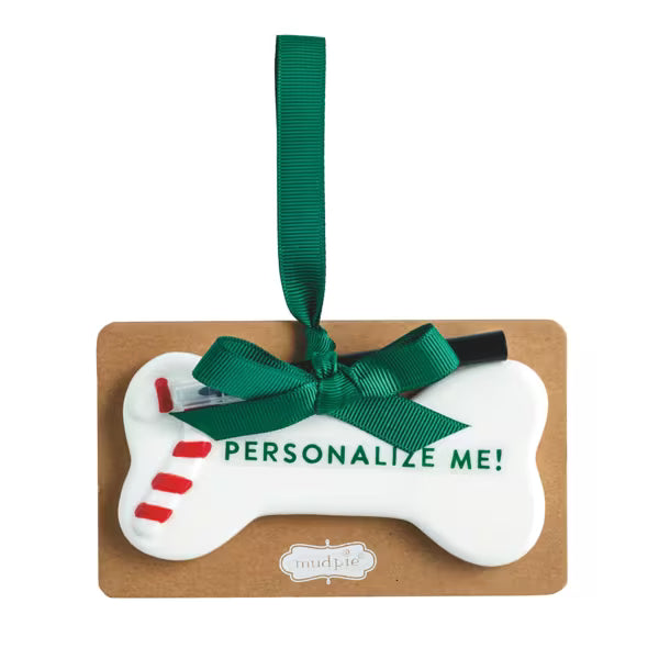 Candy Cane Personalize Me Dog Bone Ornament Set