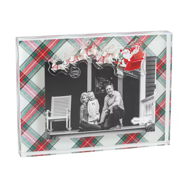 Santa Sleigh Tartan Acrylic Magnet Frame
