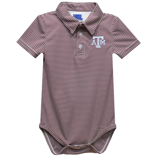 Texas A&M Stripe Knit Polo Onesie