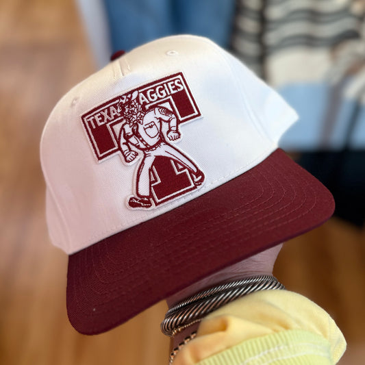 Sarge White/Maroon Canvas Cap