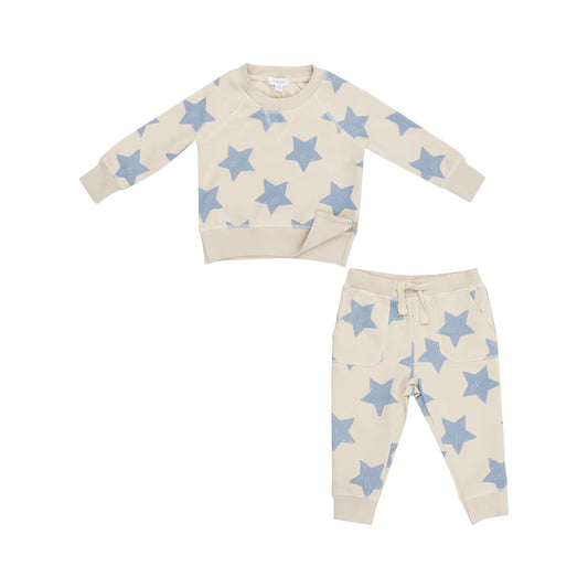 Raglan Sweatshirt And Jogger Set - Sketchy Stars Blue