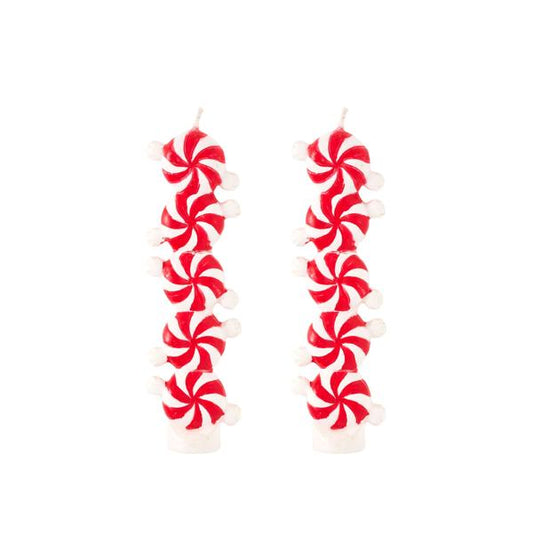Christmas Candy Mini Taper Candle Set of 2