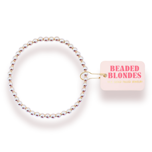 4MM Silver Beaded Bracelet | Extended