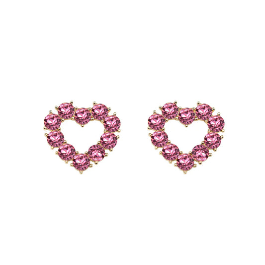 Pink Crystal Heart Studs | Brianna Cannon