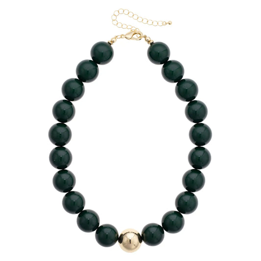 Marjorie Game Day Beaded Necklace | Green