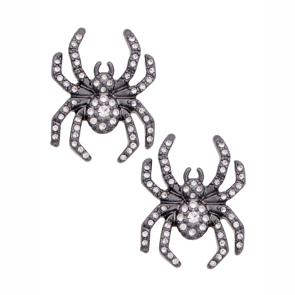 Pave Spider Stud Earrings in Black
