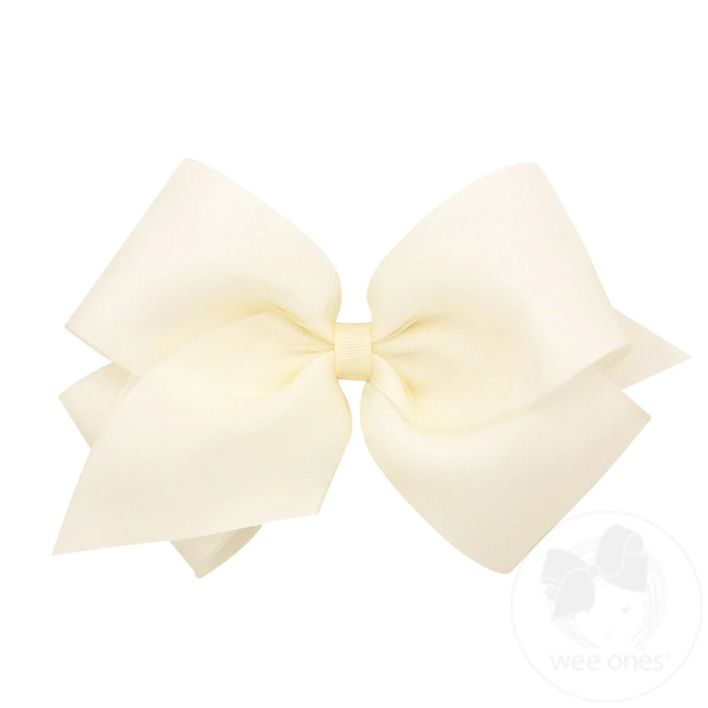 King Organza and Grosgrain Overlay Hair Bow | Off White