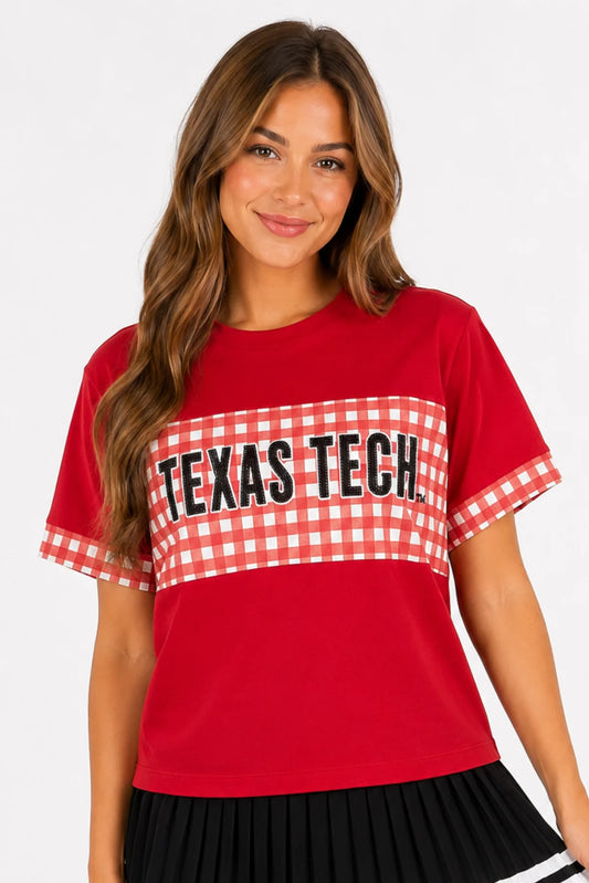 BC | Texas Tech Gingham Color Block T-Shirt
