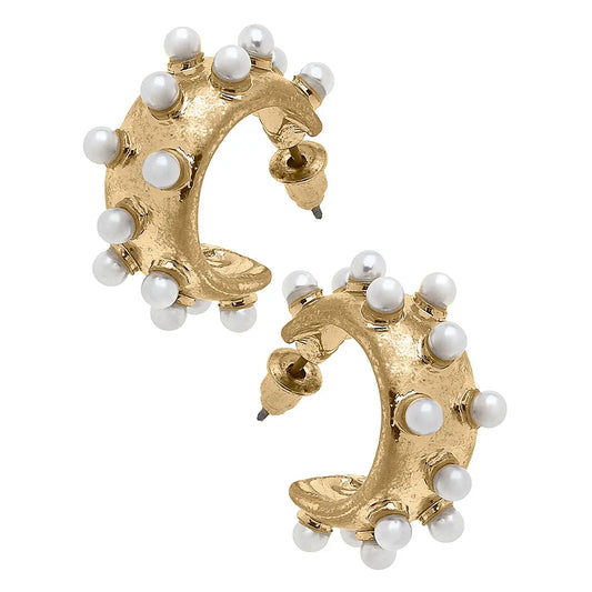 Persephone Pearl Studded Hoop Earrings