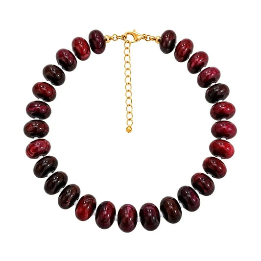 Chunky Maroon Marbled Halo Necklace