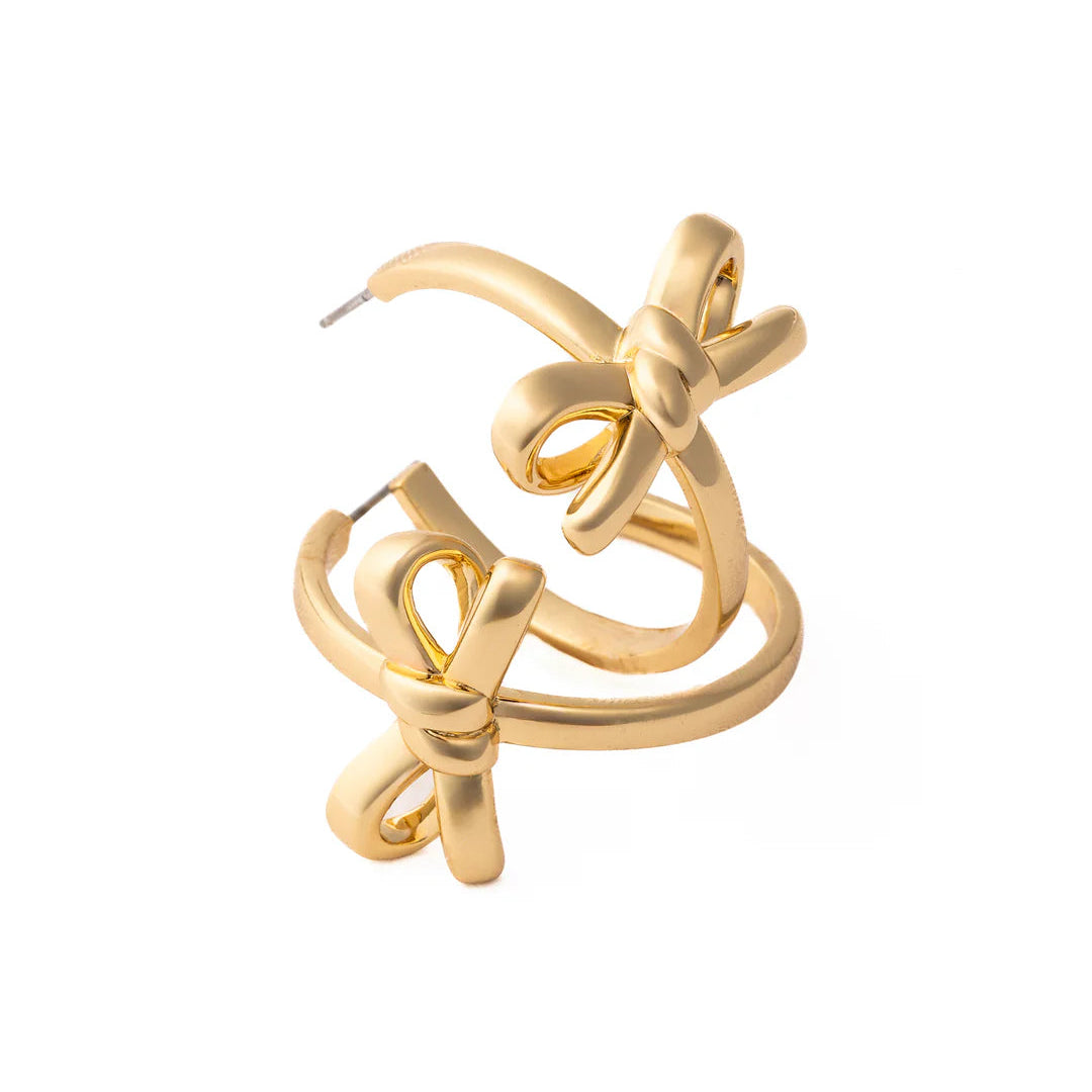 Luxe Bow Hoop Earrings | Gold